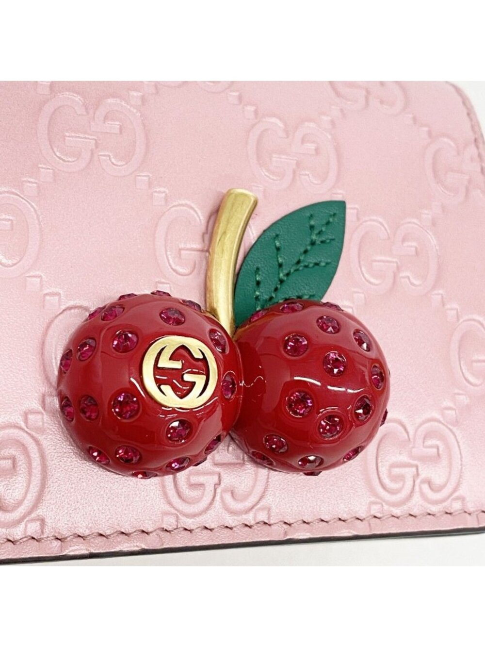 Gucci Wallet Guccissima Cherry Leather Pink Gold - Picture 6 of 7